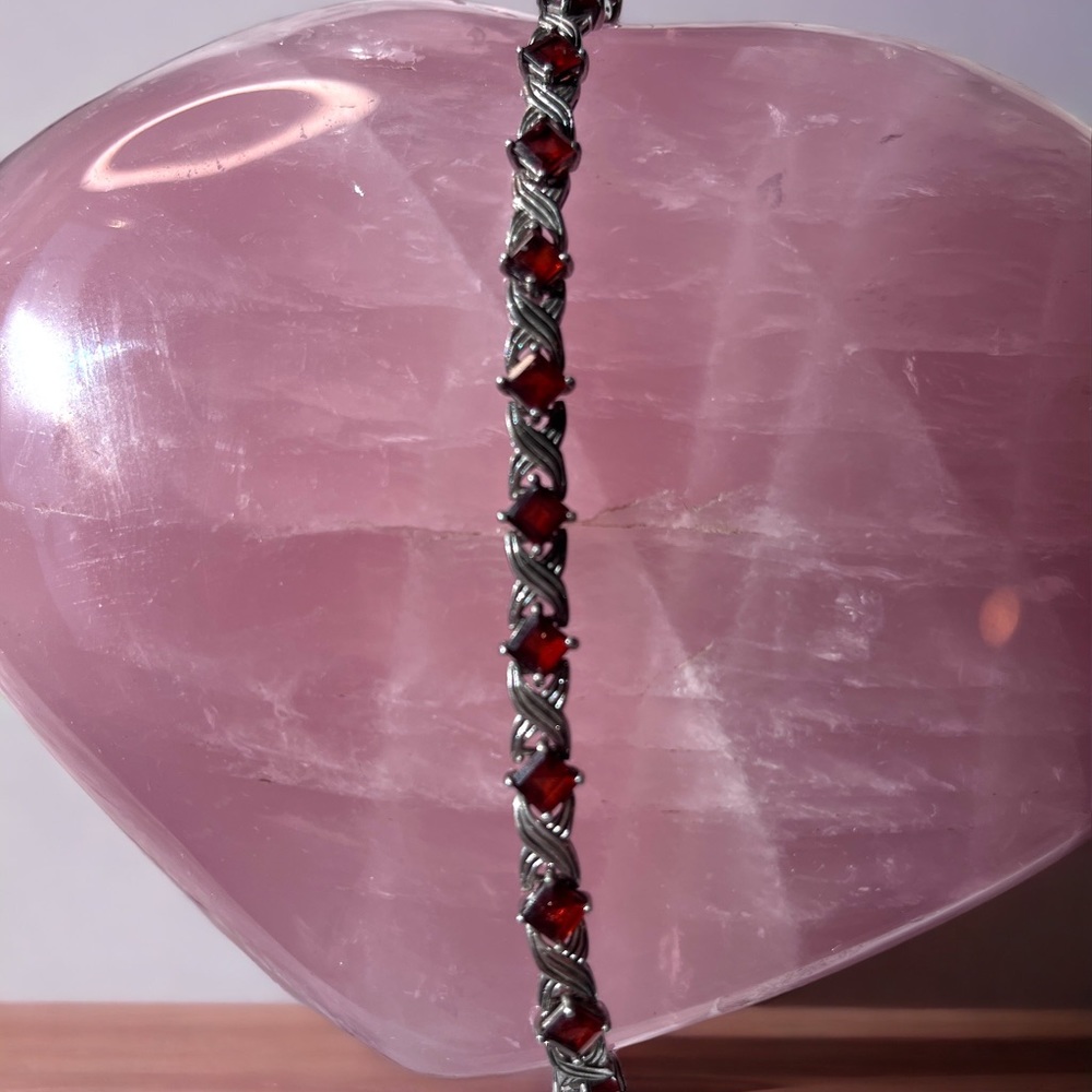 17 Vintage Garnets Solid Sterling Silver Signed B… - image 5